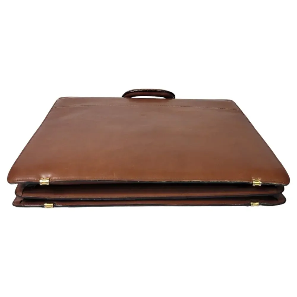 Vintage Leather Business Bag Briefcase Brown Attache Case Document Folder File